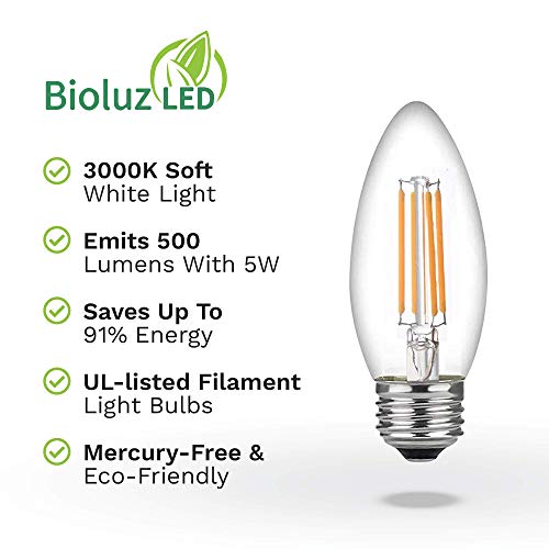 Bioluz LED 93 CRI 60 Watt Candelabra Bulbs Medium Base Candelabra Bulbs