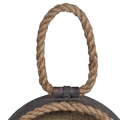 Benjara Arch Shape Metal Table Clock with Rope Edges and Handle, Gray and Brown 41GRRI7vJVL