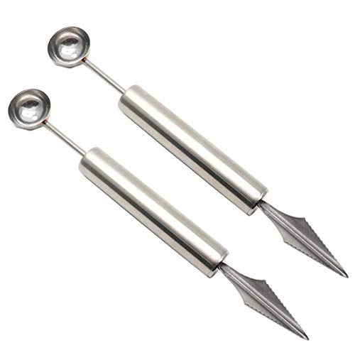 BTMB 2 Pcs Stainless Steel Fruit Digging Carving Knife Melon Baller Engraving Knife for Kitchen