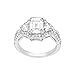 MIA SARINE Emerald Cut Cubic Zirconia Royal Princess Style Royal Princess Style Engagement Ring for Women in Rhodium Plated 925 Sterling Silver, Size 7