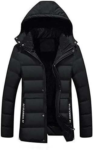 DXdesign Men's Detachable Hat Winter Windproof Hooded Cotton Fashion Coat Young Korean Outdoor Thickened Jacket (Black, 4X-Large)