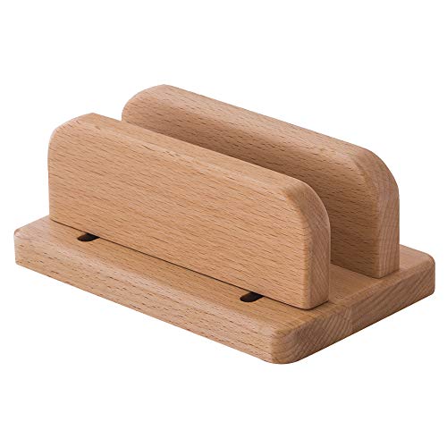 Vertical Laptop Stand for Desk Office Organizer Rack – Desktop Holder with Adjustable Dock – Compatible with MacBook Air/Pro Surface Pro Samsung Notebooks Natural Wood(LTKD-1-US-NA)