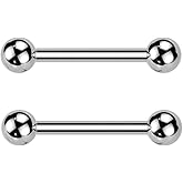 Pierced Owl 14GA ASTM F-136 Implant Grade Titanium Threadless Push-In Barbells with One Fixed Ball, Sold as a Pair