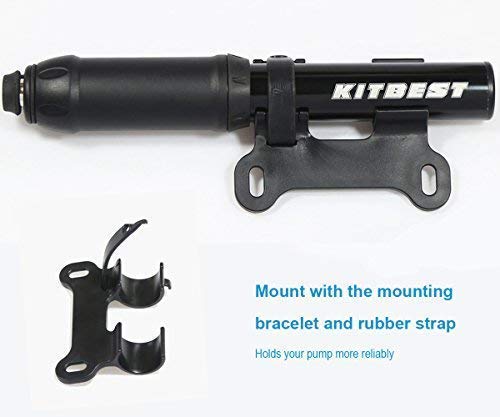 Kitbest Bike Pump, Mini Bicycle Pump : Fits Presta & Schrader Valves & Sports Ball. Portable High Pressure Frame-Mounted Bike Tire Air Pump for Mountain, Road, Hybrid & BMX Bikes