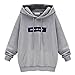 Paymenow Women's Fashion Hoodies Sweatshirts Plus Size Letter Crop Hooded Pullover (XXXXL, Gray)
