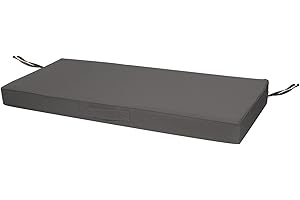 Faible Poisson Outdoor Bench Cushion, 42 x 18 Inch Waterproof Porch Swing Cushions Garden Patio Furniture Cushions with Handle and Anti-Slip Straps for Indoor Backyard Seat Pads, Dark Grey