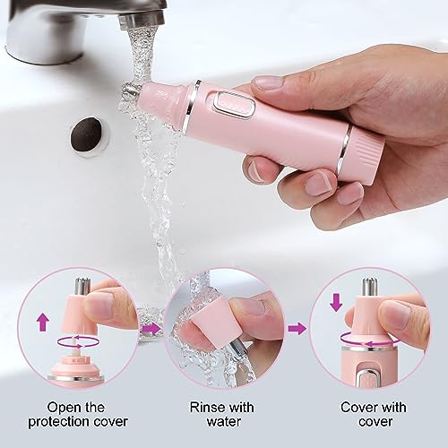 Painless Nose Hair Trimmer for Women Rechargeable 2025 Upgrade Nose Trimmer Ladies Noses Hair Trimmer Dual Edge Blades with IPX7 Waterproof,Powerful Motor,Easy Cleansing,Pink