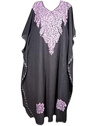 Mogul Womens Kashmiri Caftan Floral Embroidered Cover Up Kaftan Evening Maxi Dress