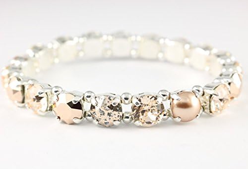 Precious Rose Gold Crystal Stretch Bracelet, a timeless luxe mix of rose gold and glittering crystals to add a bit of vintage inspired glamour to your outfits, Easy On and Easy Off for Everyday Wear!