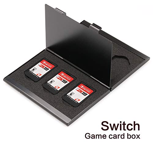 Premium Game Card Case for Nintendo Switch, Aluminum Game Cartridge Holder for Nintendo Switch (Hold 6 Game Cards) - Black