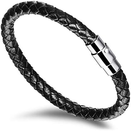 QFJCNZ Bracelet Punk Black White Multilayer Braid Weaving Wrap Male Bracelets &Amp; Bangles For Men Women Bead Jewelry Bracelet