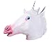 Leegoal Halloween Magical Creepy Adult Unicorn Head Latex Rubber Mask Animal Mask,White