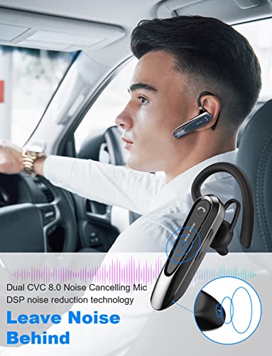 New Bee Auricular Bluetooth Micrófono con Cancelación de Ruido Auriculares inalámbricos Manos Libres CVC 8.0 Mono Bluetooth Headset para iPhone Android Conducción Casa y Oficina