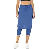 Aurgelmir Women's Tennis Golf Skirts Workout Skirted Leggings Yoga Capri Pants with Skirts Skorts Pockets