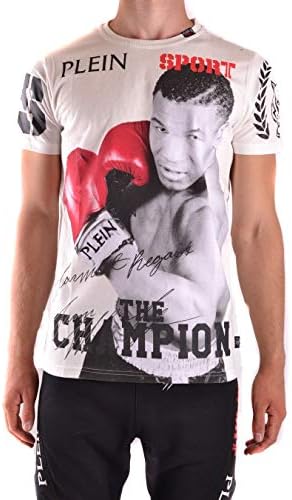 PLEIN SPORT Men's MTK0624SJY001N01 White Cotton T-Shirt