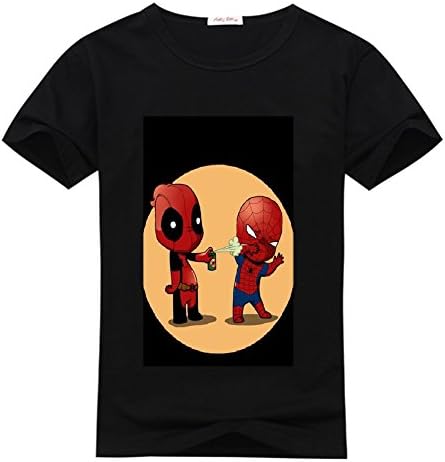 Pillow kin Mens T-Shirt Spiderman and Deadpool X-Large Black