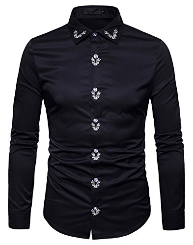 Whatlees mens solid long sleeve slim fit button down dr…