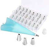 Decorating Tips - 24 Pieces Cake Decorating Tips Kits with 2 Reusable Coupler and 1 Pastry Bag