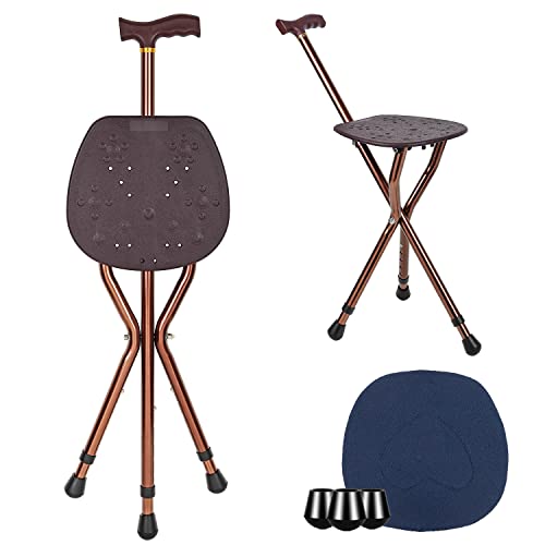 LINGTHIN Seat cane for men with a capacity of 120 kg, height adjustable folding seat canes, walking stick and stools for adults, elderly and recovery.