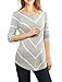 Allegra K Women's Long Sleeves Scoop Neck Casual Striped Chevron Print Tunic Top Medium Gray