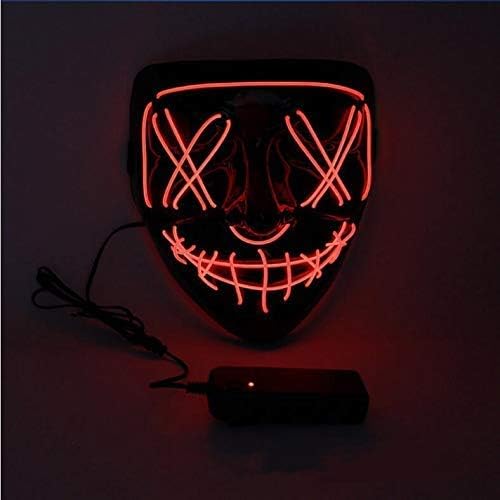 Iiiui LED Purge Mask, Light Up Mask, Flashing Mask Colourful Rave Mask Colours Glow for Festivals/ Halloween/ Christmas/ Bonfire Night/ Party/ Games/ Gift, red, The Purge Election Year