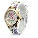 PromiseU Fashion Women Dress Watch Silicone Printed Flower Causal Quartz Wristwatches