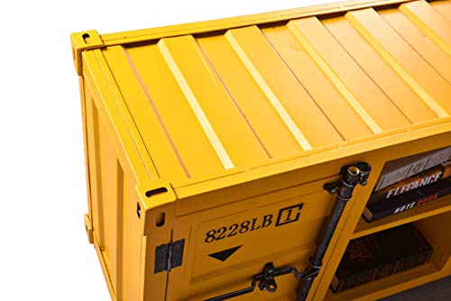 Diwhy Retro Vintage Tv Cabinet Container Style with 2 Doors and Shelve Industrial Design bar Decorate Cabinet Yellow - Thumbnail 5