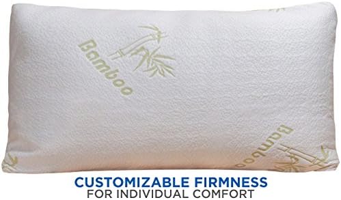 Home With Comfort - Adjustable Shredded Memory Foam Pillow with Viscose Rayon Cover Derived from Bamboo - Removable Stay Cool Cover - Designed in the USA (Queen)