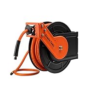 Giraffe Retractable Air-Hose-Reel with 3/8 in. x 50 Ft Hybrid Air Hose,Auto Rewind Pneumatic Hose Reel,300PSI Heavy Duty Steel-Reel