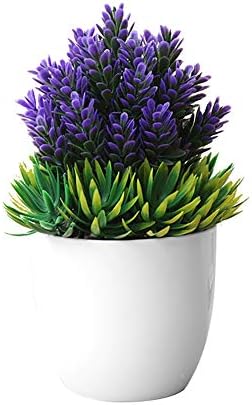 SunYueY Artificial Potted Plant Fake Bonsai Grass/Flower for Home Office Hotel Desk Decor Purple