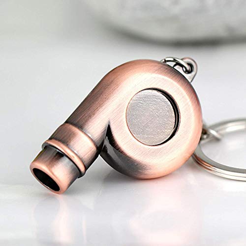 Ispeedytech 2Pcs Spinning Turbo Keychain,Make Whistle Sound,Auto Part Model Metal Keychain/Key Ring/Holder Set (Bronze Color)