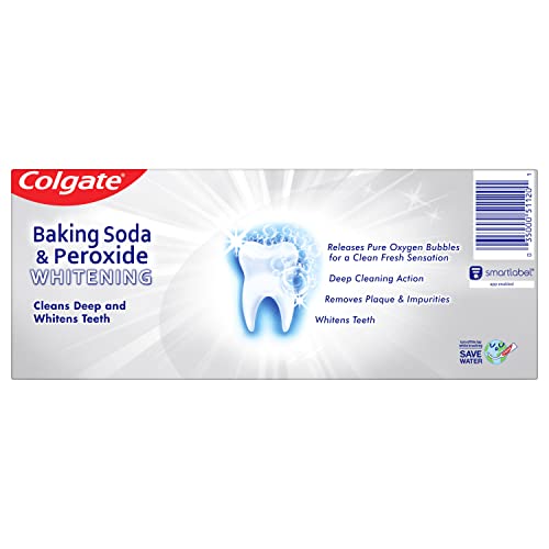 COLGATE BAKING SODA & PEROXIDE TOOTHPASTE – WHITENS TEETH, FIGHTS CAVITIES & REMOVES STAINS, BRISK MINT, 6 OUNCE (PACK OF 2)