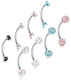 ORAZIO 8Pcs 16G Stainless Steel Eyebrow Ear Navel Belly Lip Ring Body Piercing Jewelry 12mm