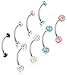 ORAZIO 8Pcs 16G Stainless Steel Eyebrow Ear Navel Belly Lip Ring Body Piercing Jewelry 12mm