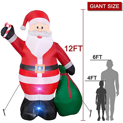 12 Foot Giant Christmas Inflatables Inflatable Santa Claus with Gift