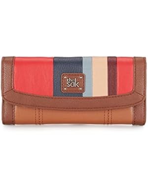 Iris Striped Flap Large Wallet, Tobacco Multi Stripe