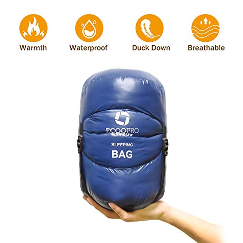 ECOOPRO Down Sleeping Bag, 32 Degree F 600 Fill Power Cold Weather Sleeping Bag – Ultralight Compact Portable Waterproof Envelope Camping Sleeping Bag with Compression Sack for Adults, Teen, Kids