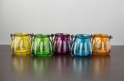Jewel Toned Mini Moroccan Hanging Lanterns - Set of 5