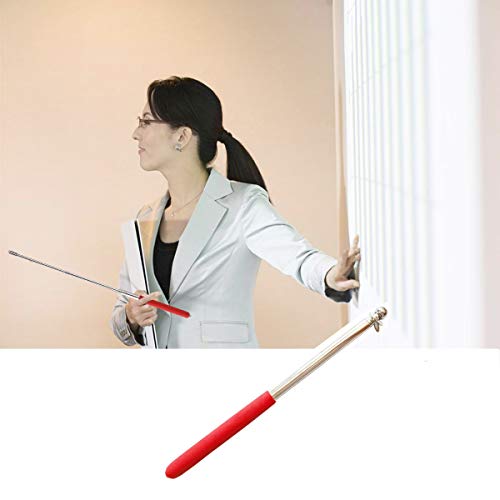APUXON Telescopic Handheld Flagpoles, Portable Staff with Clips 3.3ft, Red- Lightweight Extendable Stainless Steel with Anti-Slip Grip - Collapsable Flag Pole for Tour Guides & Pointer for Teachers