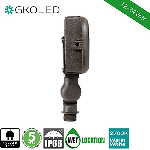 GKOLED 7W Outdoor LED Low Voltage Landscape Lighting Flood Light, 2700K, 550Lumen, 12-24VAC, 1/2" Adjustable Knuckle Mount