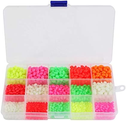 Jeemitery 1500PCS Glow Fishing Beads Eggs Plastic Oval Shaped Mix Color Fishing Lures Line Tackle Tools Floats Set