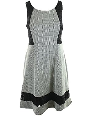 Jessica Simpson Black Ivory Sleeveless Lace Inset A-Line Dress