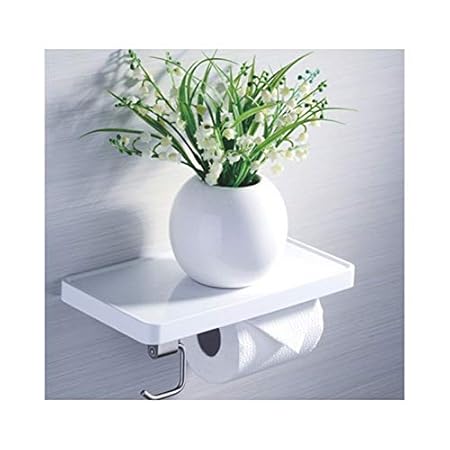 Aquieen Bathroom Shelves with Toilet Paper Holder (White)