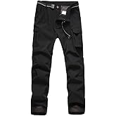 JOMLUN Boy's Fleece Lined Hiking Pants Waterproof Windproof Warm Soft Shell Outdoor Cargo Pants Snow Ski Walking Trousers