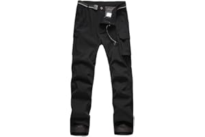 JOMLUN Boy's Fleece Lined Hiking Pants Waterproof Windproof Warm Soft Shell Outdoor Cargo Pants Snow Ski Walking Trousers