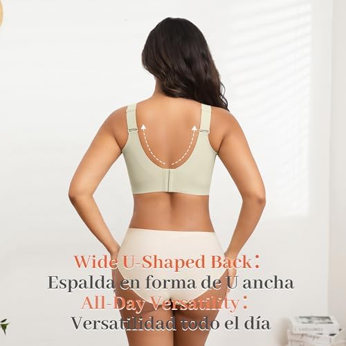 Soutien push-up feminino, sem arame, sem arme, sem sensação de felicidade, tiras elásticas largas e ajustáveis, macio, respirável, com efeito invisível, cobertura total e bom suporte