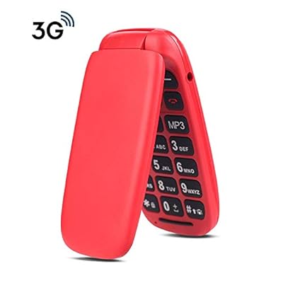 Ushining 3G Unlocked Senior Flip Phone Large Icon Cell Phone Easy to Use Flip Phone for Seniors and Kids T-Mobile Card Suitable(Red)