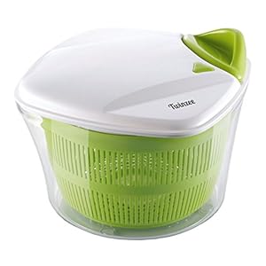 Salade Spinner Twinzee met grote capaciteit (5L) – Innovatief ontwerp met waterrooster en prachtige kom – Efficiënt en…