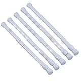 Shappy 5 Pack Cupboard Bars Tensions Rod Spring Curtain Rod for DIY Projects, Extendable Width, 11.81 to 20 Inches (White)