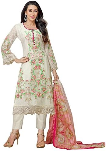 Women's Georgette Semi-Stitched Anarkali Suits Free Size White